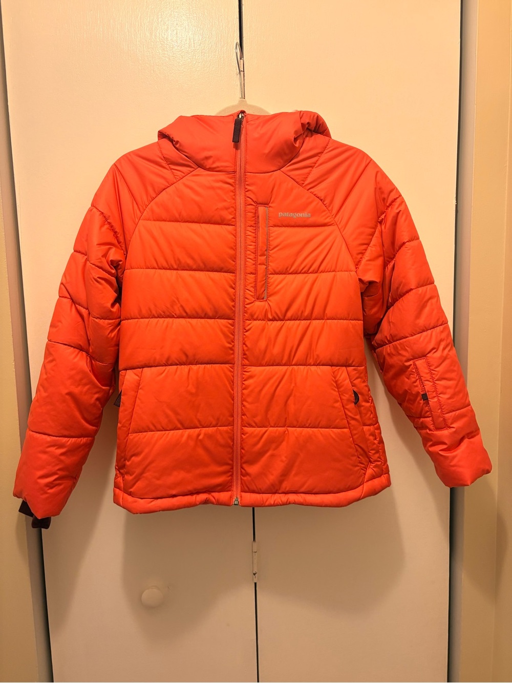 Patagonia Kids Bright Orange Puffer Jacket with Hood